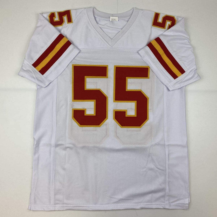 Autographed/Signed Frank Clark Kansas City White Football Jersey PSA/DNA COA