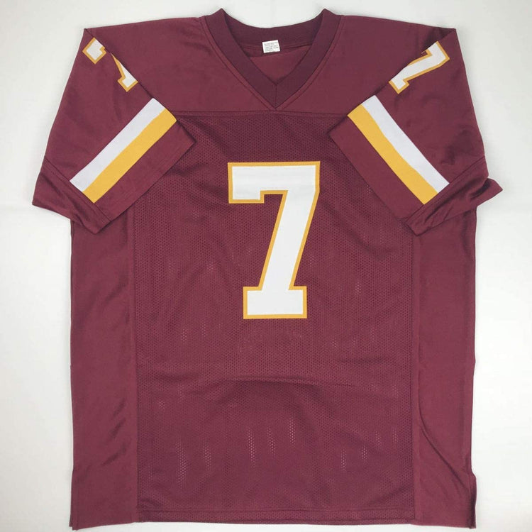 Autographed/Signed Joe Theismann Washington Burgundy Football Jersey Beckett BAS COA