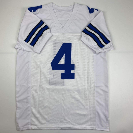 Autographed/Signed Dak Prescott Dallas White Football Jersey JSA COA