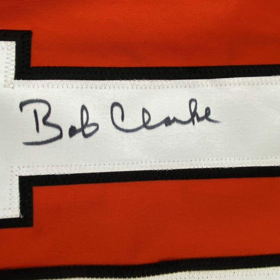Autographed/Signed Bob Bobby Clarke Philadelphia Orange Stat Hockey Jersey JSA COA