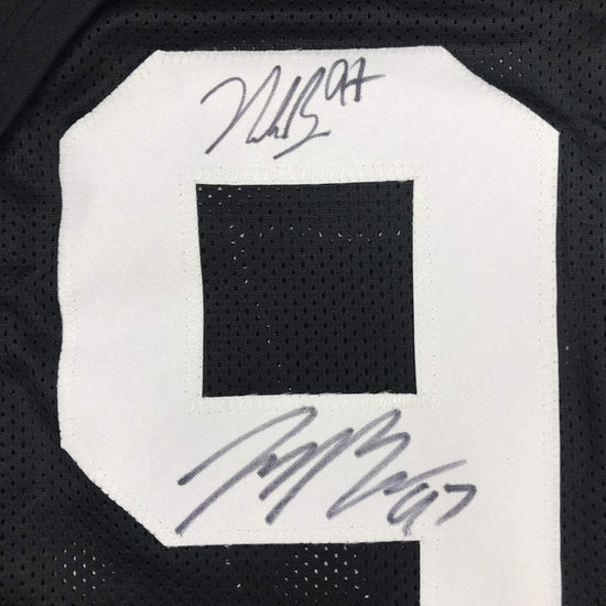 Framed Autographed/Signed Nick & Joey Bosa Brothers 33x42 Ohio State Black College Football Jersey JSA COA