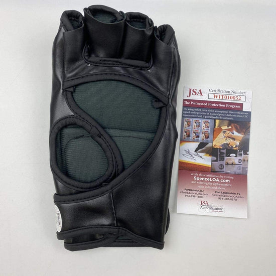 Autographed/Signed Justin Gaethje UFC MMA Black Fighting Glove JSA COA Auto