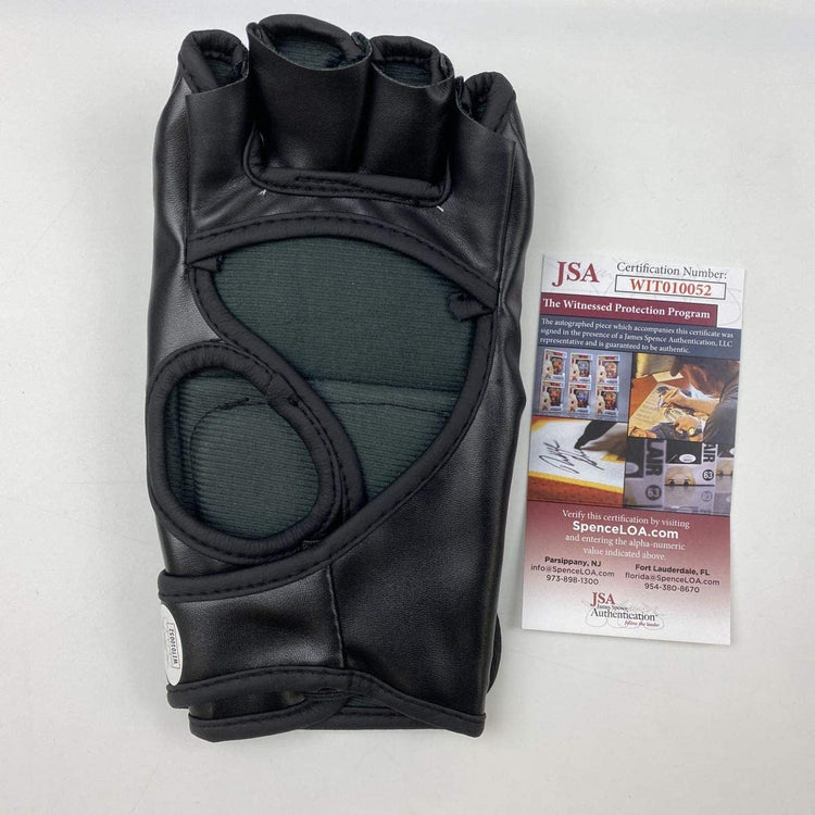 Autographed/Signed Justin Gaethje UFC MMA Black Fighting Glove JSA COA Auto