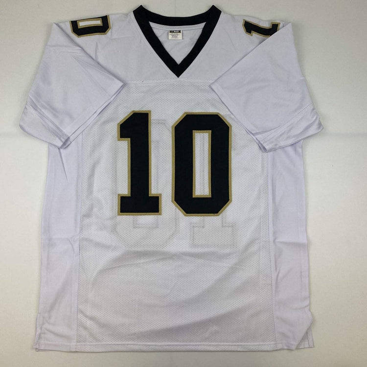 Autographed/Signed Tre'Quan Smith New Orleans White Football Jersey JSA COA
