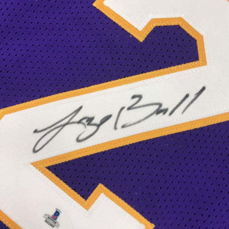 Framed Autographed/Signed Lonzo Ball 33x42 Los Angeles LA Purple Basketball Jersey Beckett BAS COA
