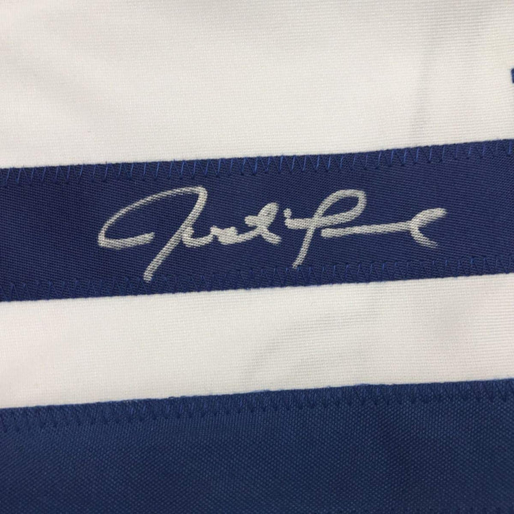 Framed Autographed/Signed Justin Turner 33x42 Los Angeles LA White Baseball Jersey JSA COA