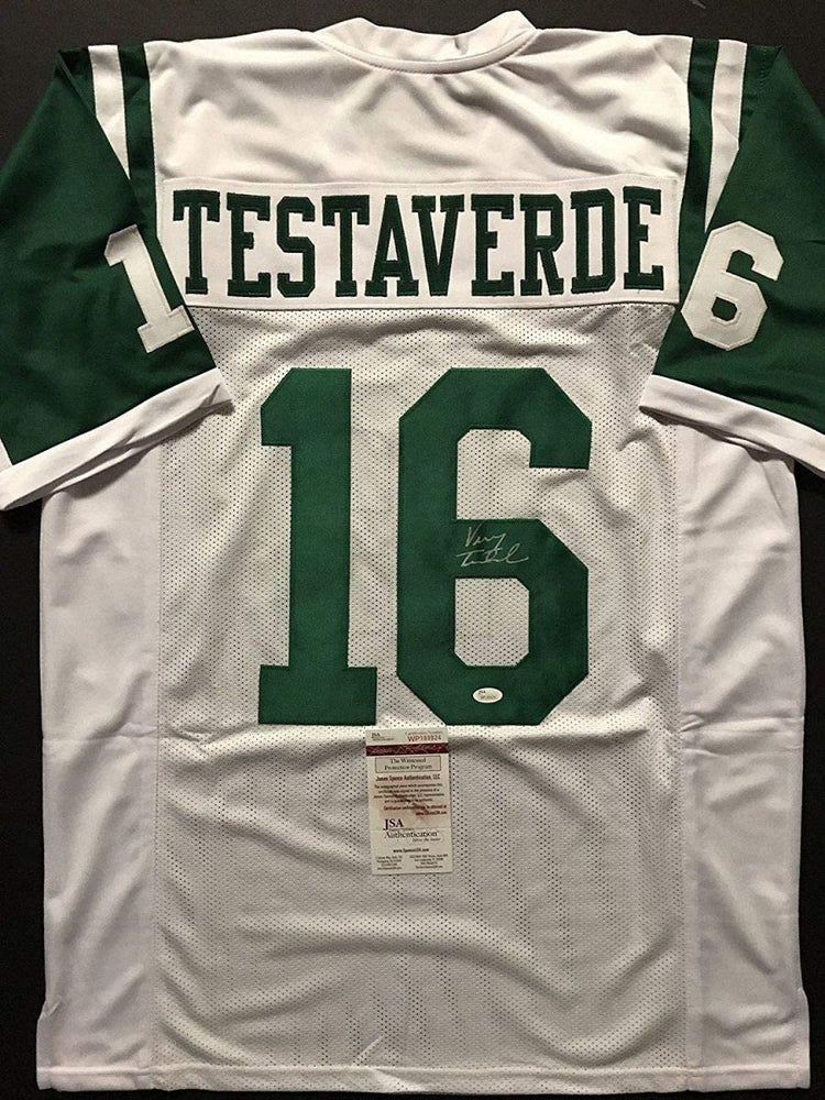 Autographed/Signed Vinny Testaverde New York White Football Jersey JSA COA