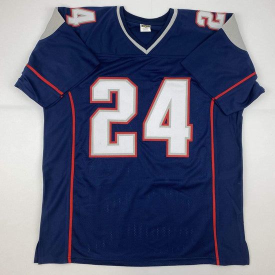 Autographed/Signed Stephon Gilmore New England Blue Football Jersey PSA/DNA COA