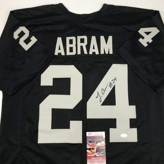 Autographed/Signed Johnathan Abram Oakland Black Football Jersey JSA COA