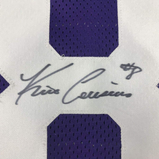 Framed Autographed/Signed Kirk Cousins 33x42 Minnesota Purple Football Jersey PSA/DNA COA