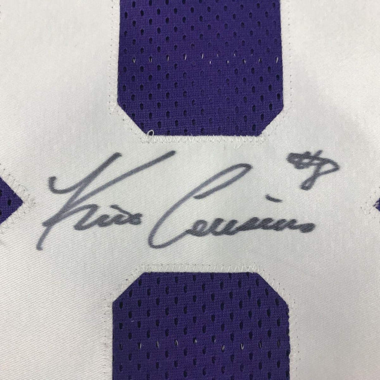 Framed Autographed/Signed Kirk Cousins 33x42 Minnesota Purple Football Jersey PSA/DNA COA