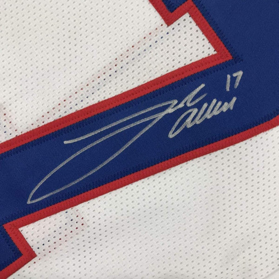 Framed Autographed/Signed Josh Allen 33x42 Buffalo White Football Jersey JSA COA