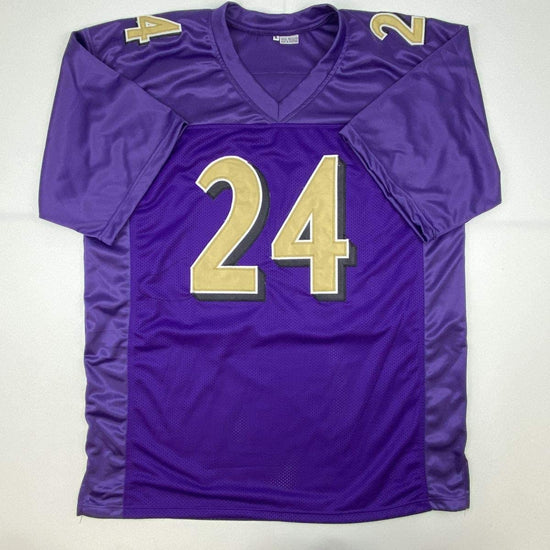 Autographed/Signed Marcus Peters Baltimore Color Rush Football Jersey JSA COA