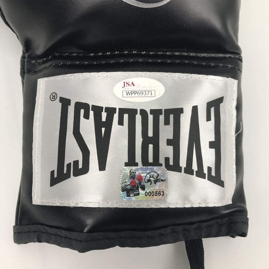 Autographed/Signed George Foreman Black Everlast Boxing Glove JSA COA Auto