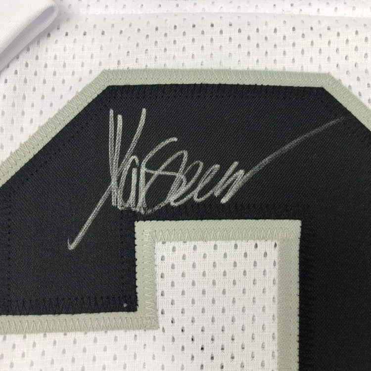Framed Autographed/Signed Marcus Allen 33x42 Oakland White Football Jersey JSA COA