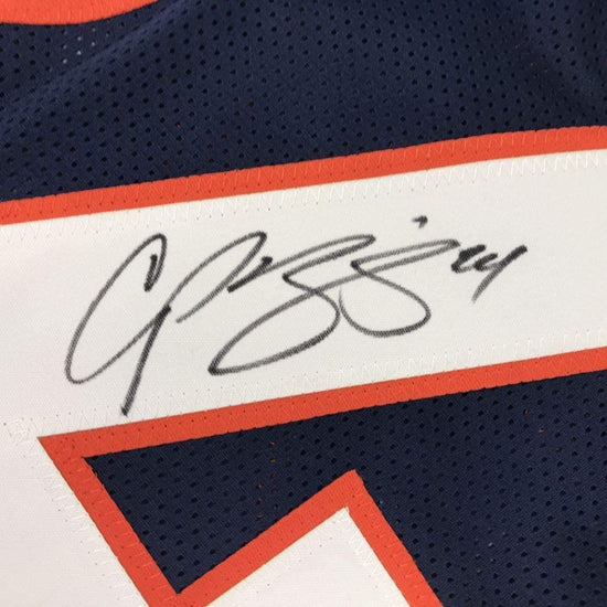 Framed Autographed/Signed Champ Bailey 33x42 Denver Blue Football Jersey Beckett BAS COA