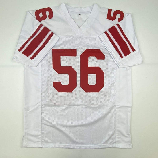 Autographed/Signed Lawrence Taylor New York White Football Jersey Beckett BAS COA