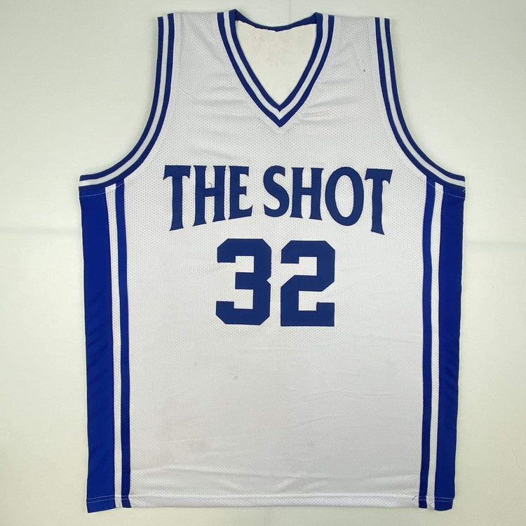 Autographed/Signed Christian Laettner Duke The Shot White College Basketball Jersey PSA/DNA COA