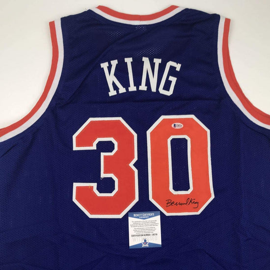 Autographed/Signed Bernard King New York Blue Basketball Jersey Beckett BAS COA