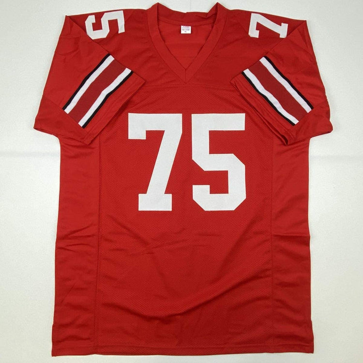 Autographed/Signed Orlando Pace Ohio State Red Football Jersey JSA COA