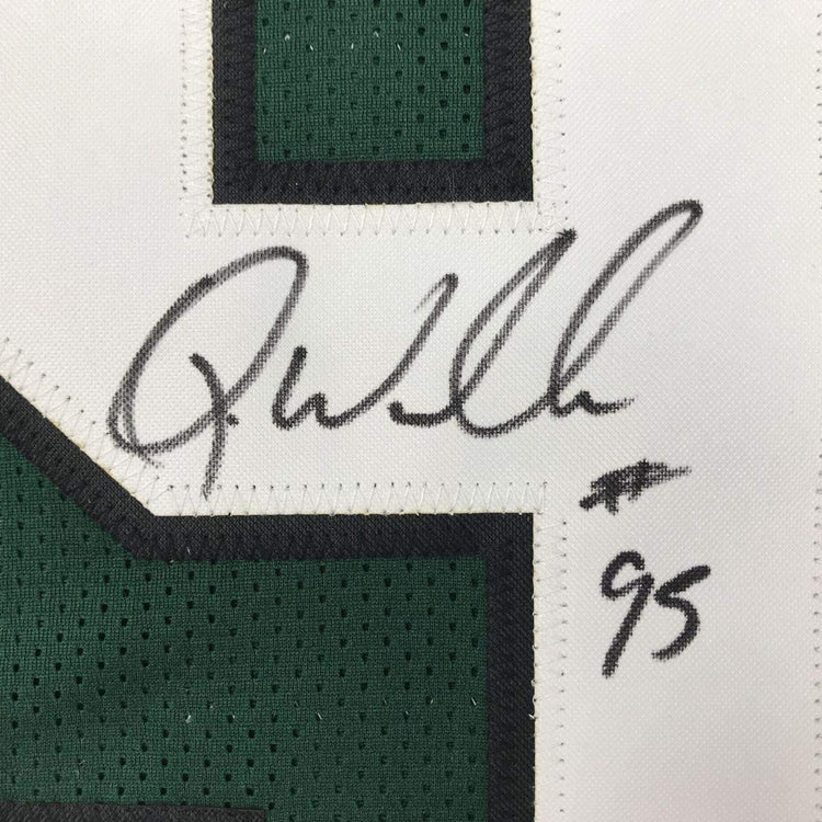 Framed Autographed/Signed Quinnen Williams 33x42 New York Green Football Jersey JSA COA