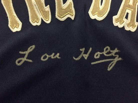Framed Autographed/Signed Lou Holtz 33x42 Notre Dame Fighting Irish Football Jersey Jacket Steiner Sports COA