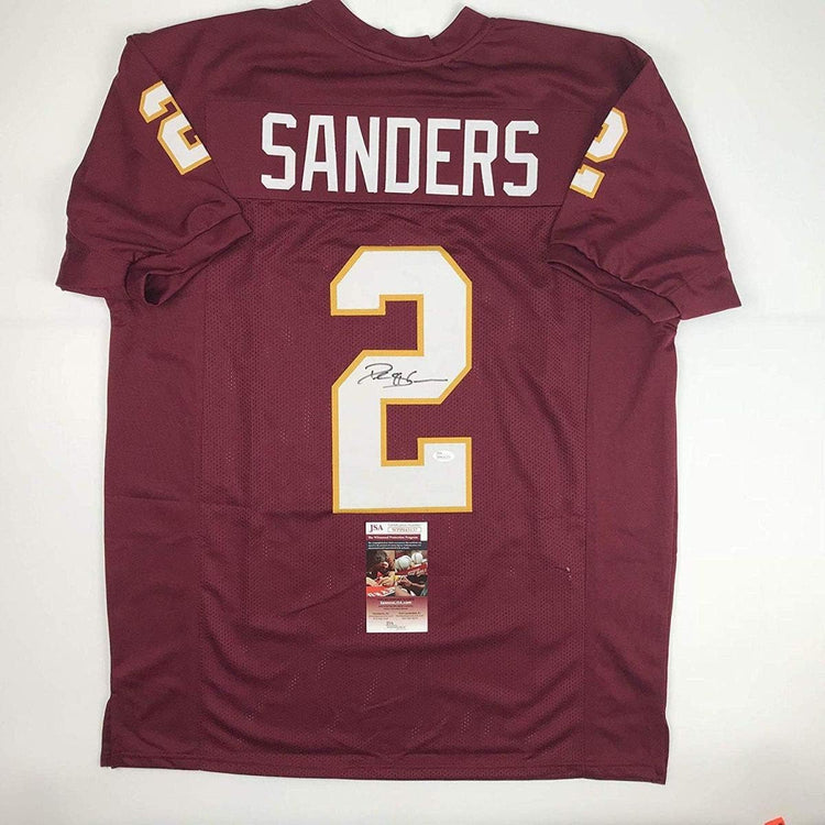 Autographed/Signed Deion Sanders Florida State FSU Maroon College Football Jersey JSA COA