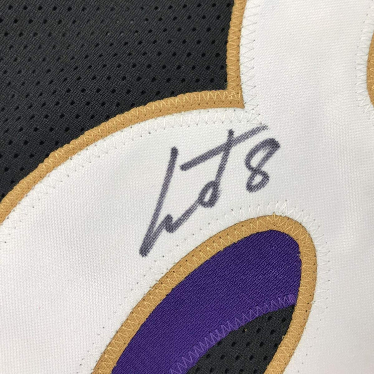 Autographed/Signed Lamar Jackson Baltimore Black Football Jersey JSA COA