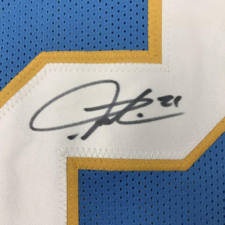Framed Autographed/Signed LaDainian Tomlinson 33x42 San Diego Powder Blue Football Jersey JSA COA