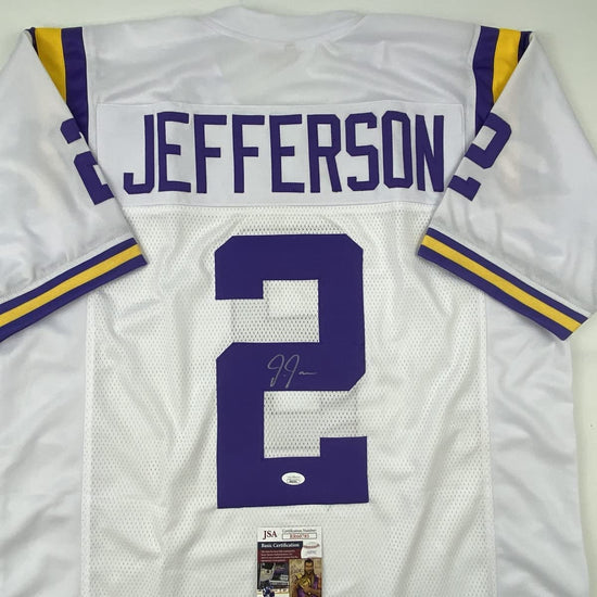Autographed/Signed Justin Jefferson LSU White College Football Jersey JSA COA