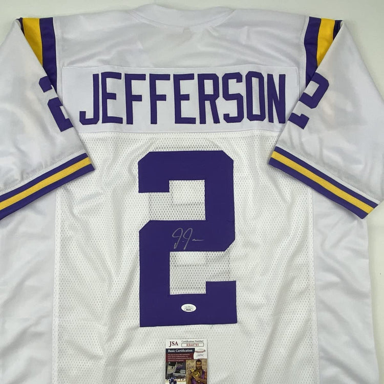 Autographed/Signed Justin Jefferson LSU White College Football Jersey JSA COA