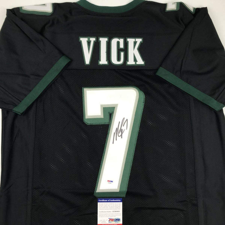 Autographed/Signed Michael Mike Vick Philadelphia Black Football Jersey PSA/DNA COA