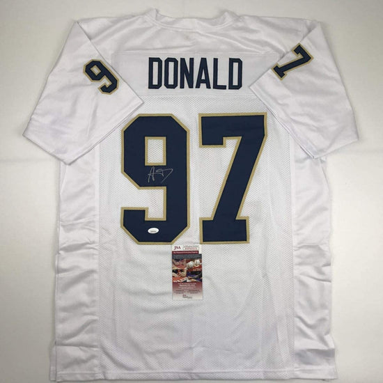 Autographed/Signed Aaron Donald Pittsburgh White College Football Jersey JSA COA