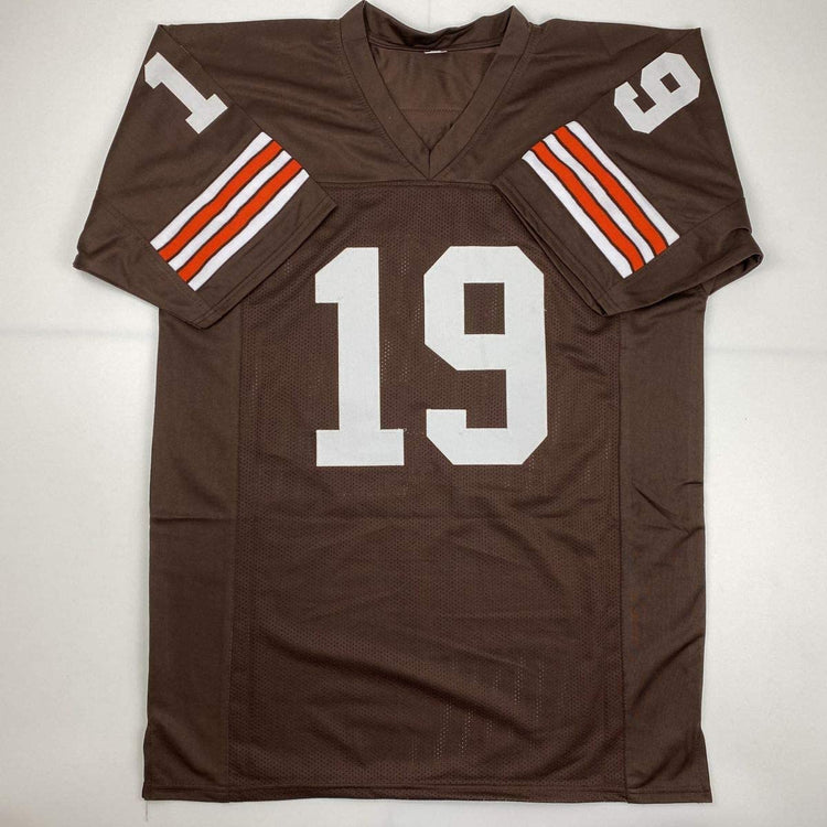 Autographed/Signed Bernie Kosar Cleveland Brown Football Jersey JSA COA