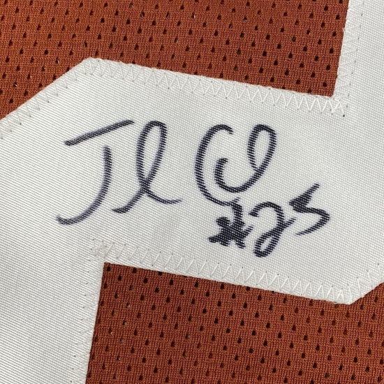Framed Autographed/Signed Jamaal Charles 33x42 Texas Orange College Football Jersey JSA COA
