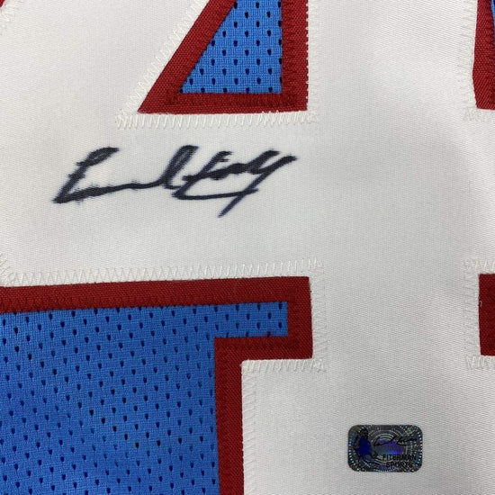 Framed Autographed/Signed Earl Campbell 33x42 Houston Blue Football Jersey Athlete Hologram COA