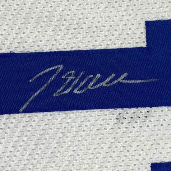 Framed Autographed/Signed John Wall 33x42 Kentucky White College Basketball Jersey JSA COA