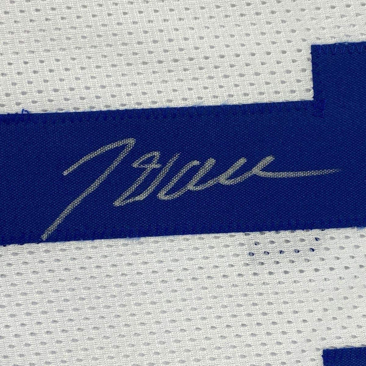 Framed Autographed/Signed John Wall 33x42 Kentucky White College Basketball Jersey JSA COA