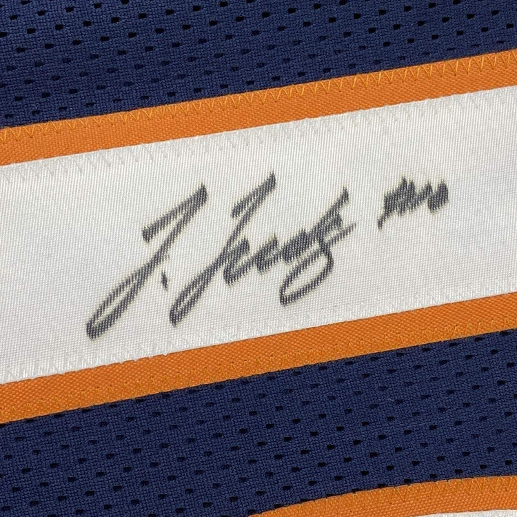 Framed Autographed/Signed Jerry Jeudy 33x42 Denver Blue Football Jersey JSA COA