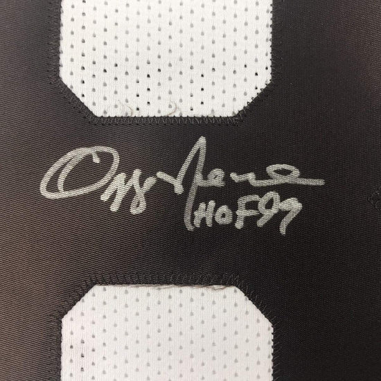 Framed Autographed/Signed Ozzie Newsome HOF 99 33x42 Cleveland White Football Jersey JSA COA