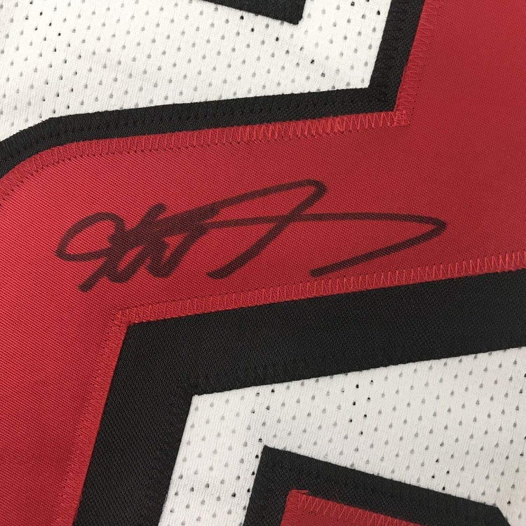Framed Autographed/Signed Keanu Neal 33x42 Atlanta White Football Jersey PSA/DNA COA