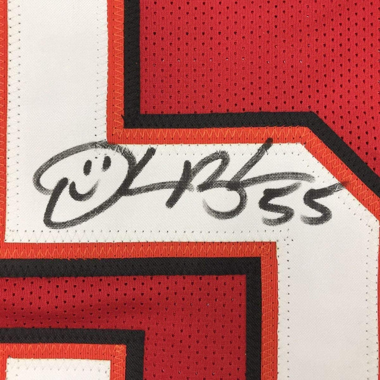 Framed Autographed/Signed Derrick Brooks 33x42 Tampa Bay Red Football Jersey JSA COA