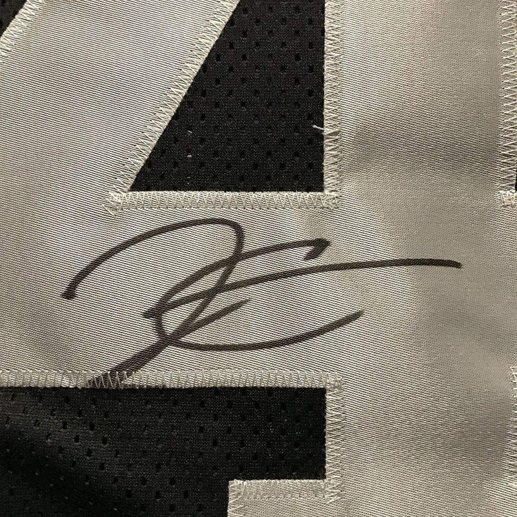 Framed Autographed/Signed Derek Carr 33x42 Oakland Black Football Jersey Beckett BAS COA