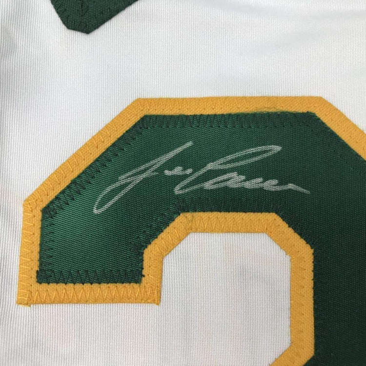 Framed Autographed/Signed Jose Canseco 33x42 Oakland White Baseball Jersey JSA COA