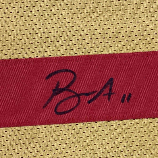 Framed Autographed/Signed Brandon Aiyuk 33x42 San Francisco Gold Football Jersey Beckett BAS COA