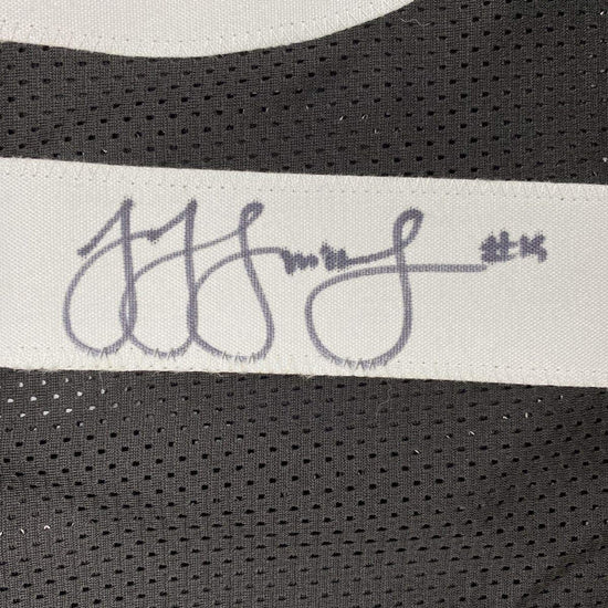 Framed Autographed/Signed JuJu Smith-Schuster 33x42 Pittsburgh Black Football Jersey Beckett BAS COA