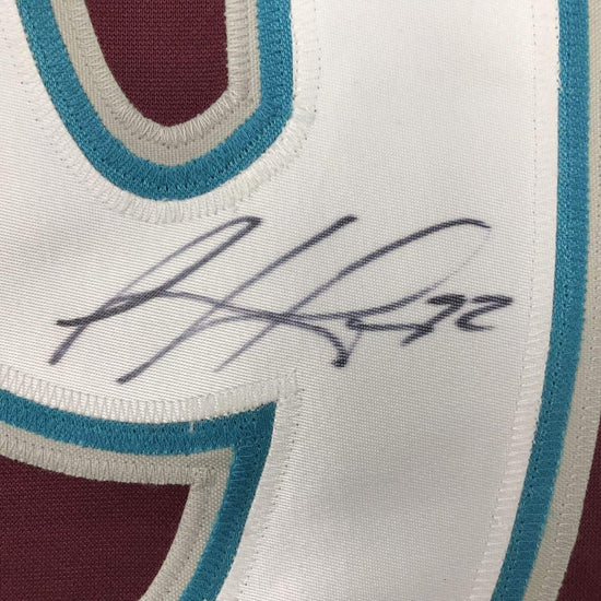 Framed Autographed/Signed Gabriel Landeskog 33x42 Colorado Maroon Hockey Jersey Beckett BAS COA