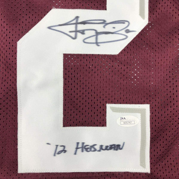 Autographed/Signed Johnny Manziel 12 Heisman Texas A&M Maroon College Football Jersey JSA COA