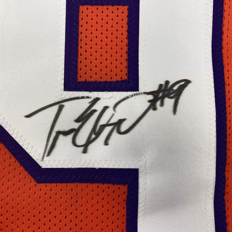 Autographed/Signed Travis Etienne Jr. Clemson Orange College Football Jersey JSA COA
