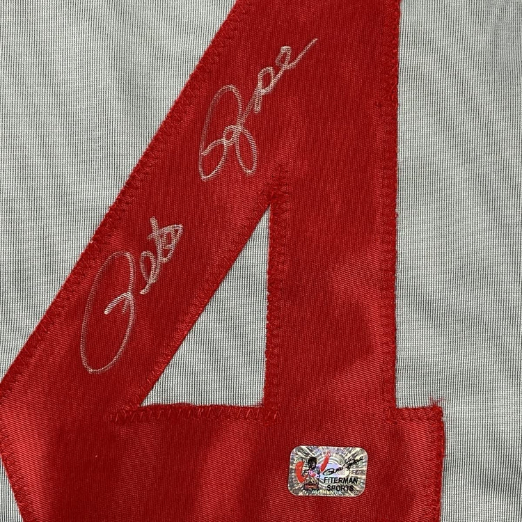 Framed Autographed/Signed Pete Rose 33x42 Cincinnati Grey Baseball Jersey Athlete Hologram COA Holo